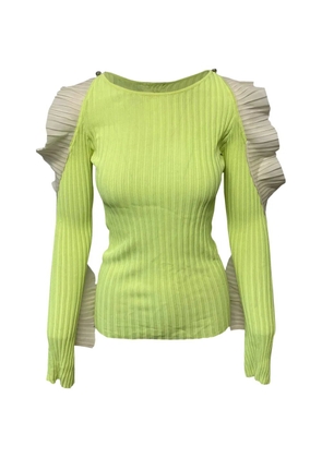 David Koma ruffled knitted top - Green