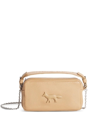 Maison Kitsuné Fox-embossed leather cross body bag - Neutrals