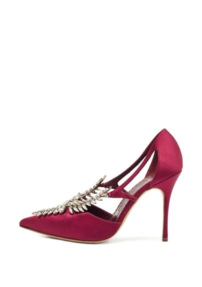 Manolo Blahnik Lala satin embellished court shoes - Red