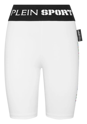 Plein Sport logo-waistband cycling shorts - White