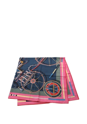 Hermès Pre-Owned 2000-2020 Voitures En Equilibre Cashmere Silk Shawl 140 scarves - Blue