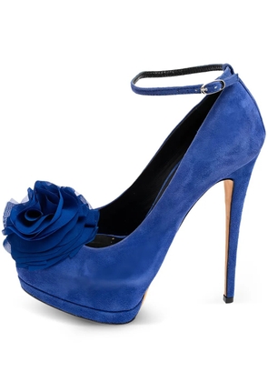 Giuseppe Zanotti Vintage pre-owned 140mm floral-appliqué pumps - Blue