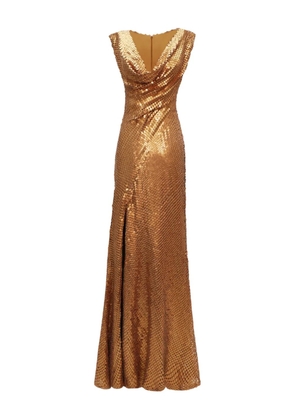 Gemy Maalouf cowl-neckline slit maxi dress - Gold