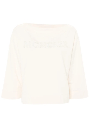 Moncler logo-appliqué boat-neck sweatshirt - Neutrals