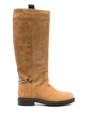 Doucal's suede buckle-detail boots - Neutrals