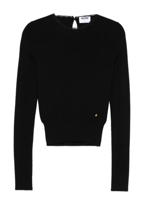 Moschino lace-trimmed ribbed sweater - Black