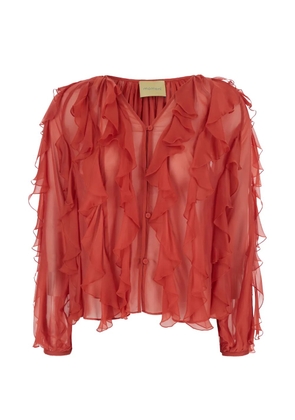 Momoni Canela ruffled buttoned top - Red