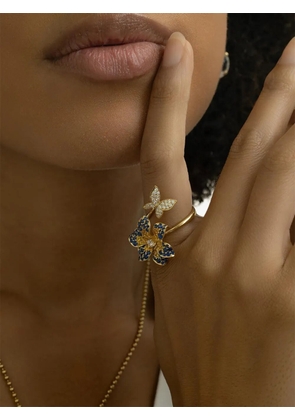 Lisa Nik 18K yellow gold butterfly-motif sapphire ring
