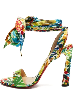 Christian Louboutin Pre-Owned Miss Z floral-print ankle-tie sandals - Green
