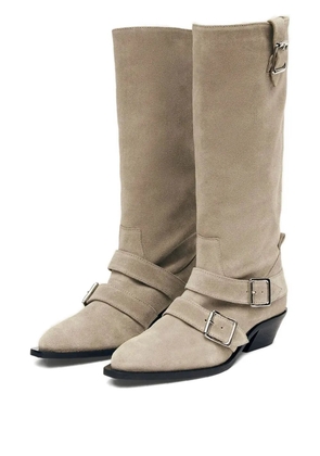 ALOHAS 45mm Ryder buckle-detail suede boots - Neutrals