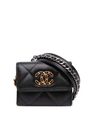 CHANEL Pre-Owned 2020 Lambskin 19 Flap Coin Purse With Chain crossbody bag - Black