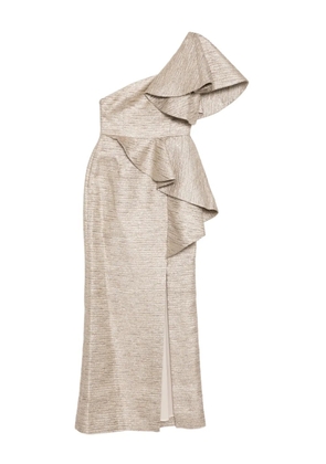 Saiid Kobeisy ruffled brocade dress - Neutrals