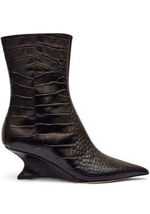 Paris Texas Nina crocodile-effect sculpted boots - Black