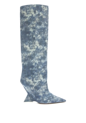 The Attico denim-print heeled boots - Blue