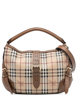 Burberry Pre-Owned 2000-2017 Haymarket Check Stitched Coated Canvas and Leather Dunloe satchel - Brown
