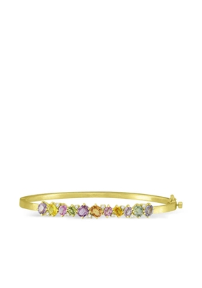 Sutra 18K yellow gold diamond & mixed sapphire bangle