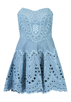 Charo Ruiz Ibiza Bali broderie smocked mini dress - Blue