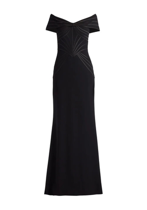 Tadashi Shoji off-shoulder panelled gown - Black