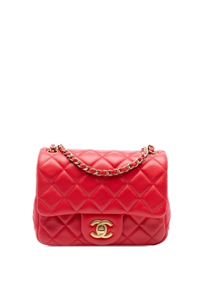 CHANEL Pre-Owned 2019 Mini Square Classic Lambskin Pearl Crush Single Flap crossbody bag - Red