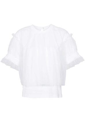 Noir Kei Ninomiya tulle-sleeved T-shirt - White