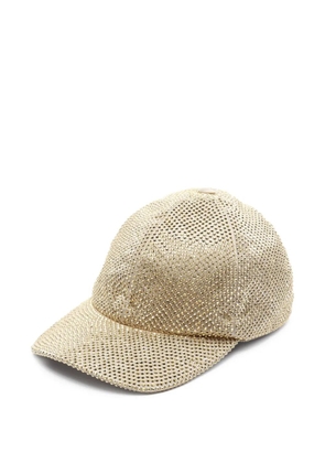 Prada Pre-Owned 2020s triangle logo rhinestone cap - Gold