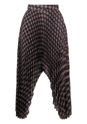 Rokh monogram-print asymmetric skirt - Brown