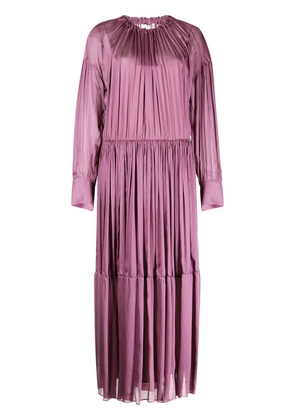 Vince shirred-neck long-sleeved dress - Purple