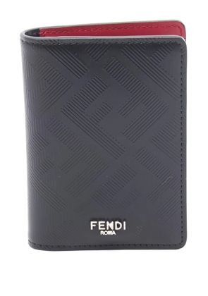 Fendi Pre-Owned 2020s Shadow embossed leather card case - Black