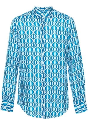 PENINSULA SWIMWEAR geometric-print linen shirt - Blue
