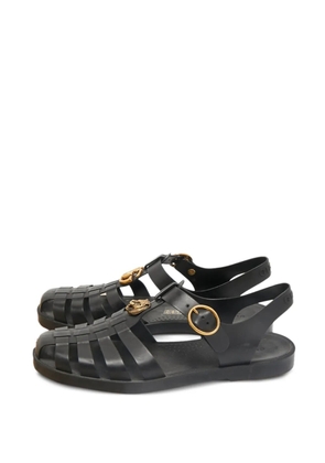 Gucci Pre-Owned lion head double g sandals - Black