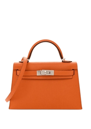 Hermès Pre-Owned 2024 Orange mini Kelly Sellier 20 Epsom Palladium Hardware tote bag