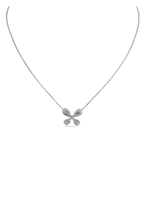 LB Exclusive 14K white gold Four Petal Flower diamond necklace - Silver