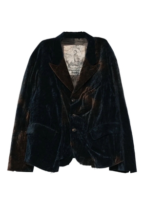 Ziggy Chen gathered velvet blazer - Blue