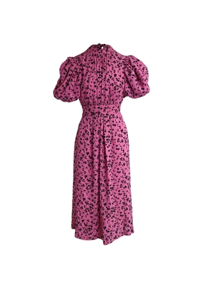 ROTATE BIRGER CHRISTENSEN puffed-sleeve floral midi dress - Pink
