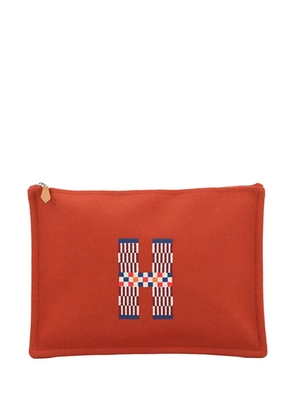 Hermès Pre-Owned 2020-2025 Wool H Natte Flat Pouch GM clutch bag - Orange