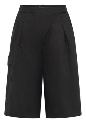 Nicholas Imani overlapped linen bermuda shorts - Black