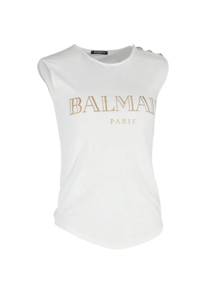 Balmain Pre-Owned logo-print cotton tank top - White