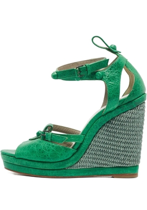 Balenciaga Pre-Owned studded wedge sandals - Green