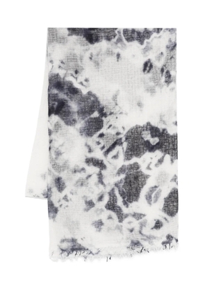 Suzusan tie-dye fringed scarf - White