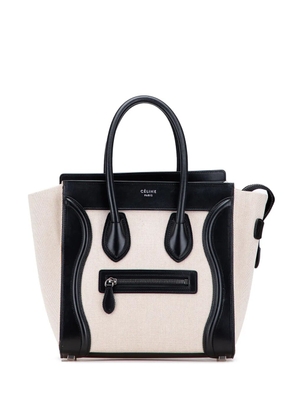 Celine Pre-Owned 2016 Micro Bicolor Leather Trimmed Canvas Luggage tote bag - Brown