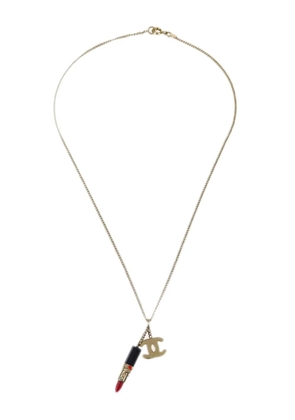 CHANEL Pre-Owned 2004 lipstick CC pendant necklace - Gold