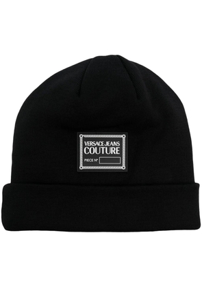 Versace Jeans Couture logo-patch turn-up brim beanie - Black