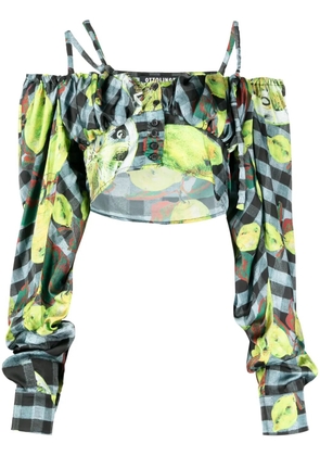 Ottolinger lemon-checked-print off-shoulder top - Multicolour