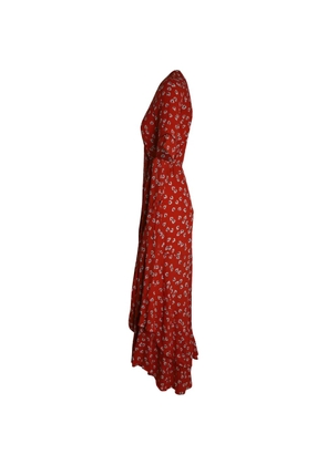 GANNI wrap floral maxi dress - Red