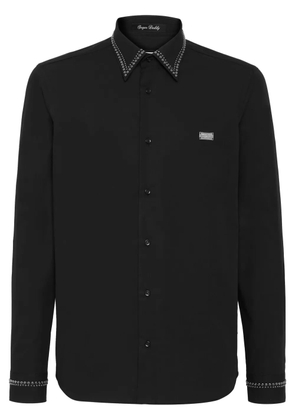 Philipp Plein logo-plaque cotton shirt - Black
