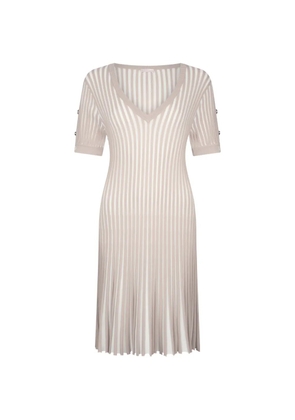 LIU JO striped button V-neck mini dress - Neutrals