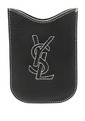 Saint Laurent Pre-Owned YSL-embroidered phone case - Black