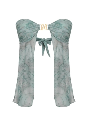 Amir Slama x Jade Picon floral-print buckle tie blouse - Blue