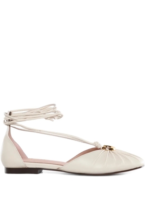 Coccinelle tie-fastening gathered ballet flats - Neutrals