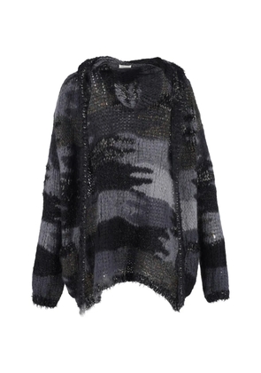 Saint Laurent Pre-Owned camouflage-pattern hooded cardigan - Grey